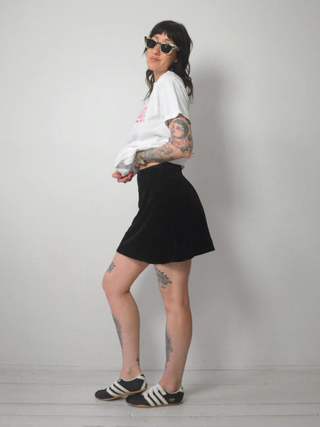 90's Black Velvet Mini Skirt