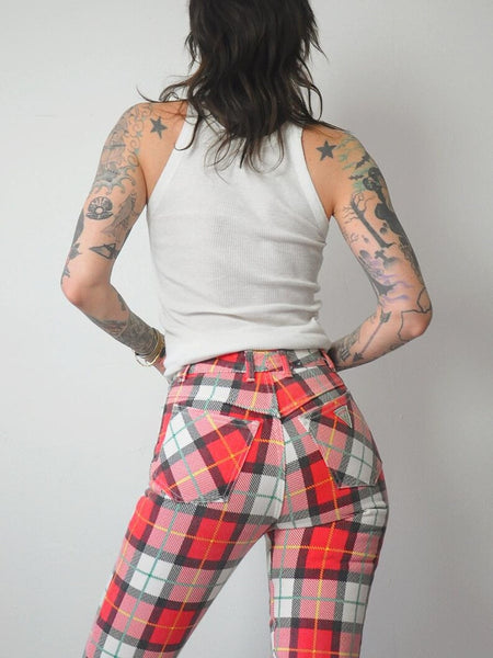 1980's Tartan Plaid Jeans 26x27.5
