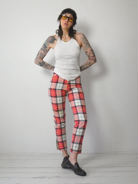 1980's Tartan Plaid Jeans 26x27.5