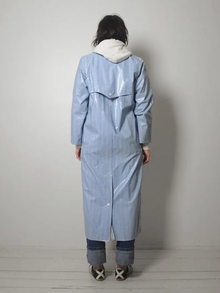 1990's Blue Striped Raincoat