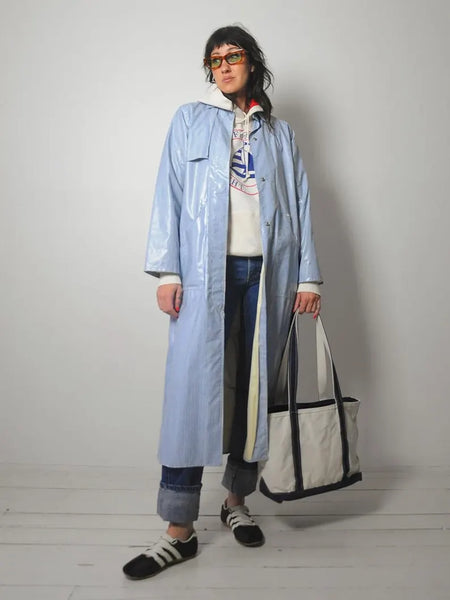 1990's Blue Striped Raincoat