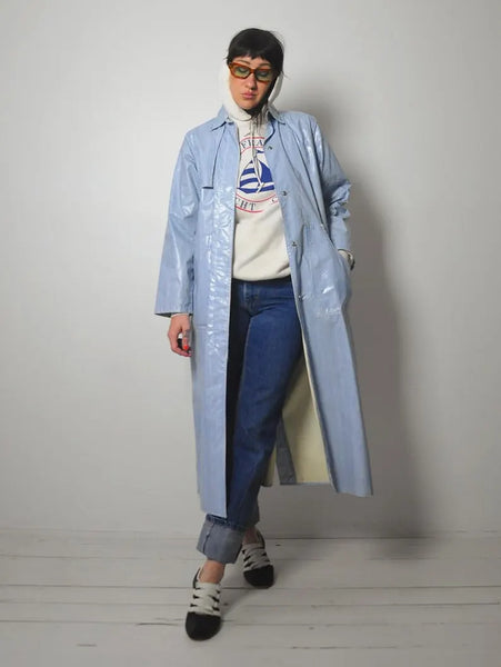 1990's Blue Striped Raincoat