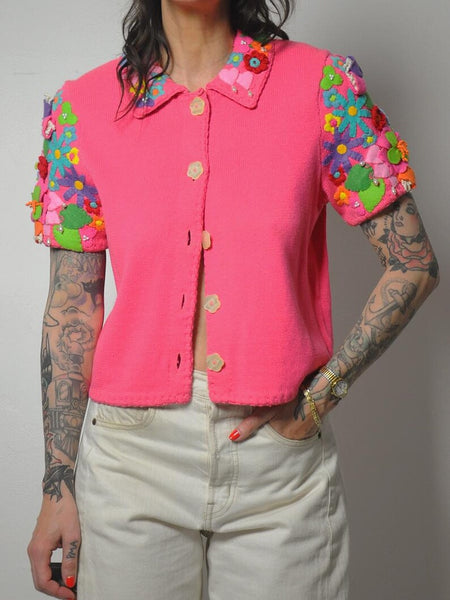 1996 Michael Simon 3D Flower Cardigan