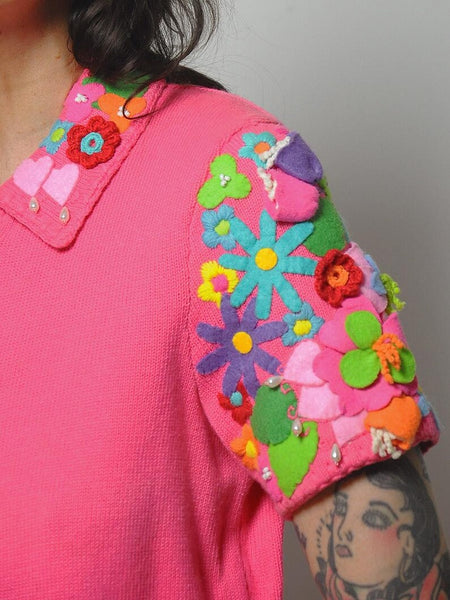 1996 Michael Simon 3D Flower Cardigan