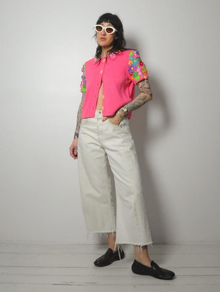 1996 Michael Simon 3D Flower Cardigan