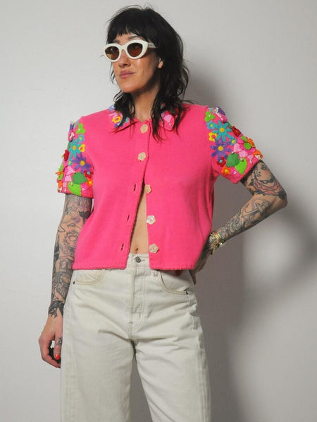1996 Michael Simon 3D Flower Cardigan