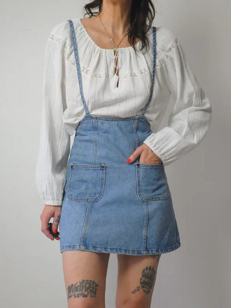 90's Denim Suspender Mini Dress