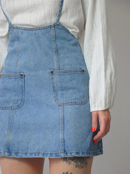 90's Denim Suspender Mini Dress