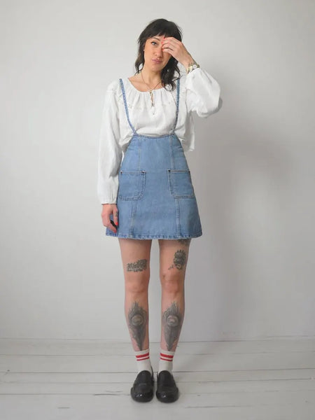 90's Denim Suspender Mini Dress