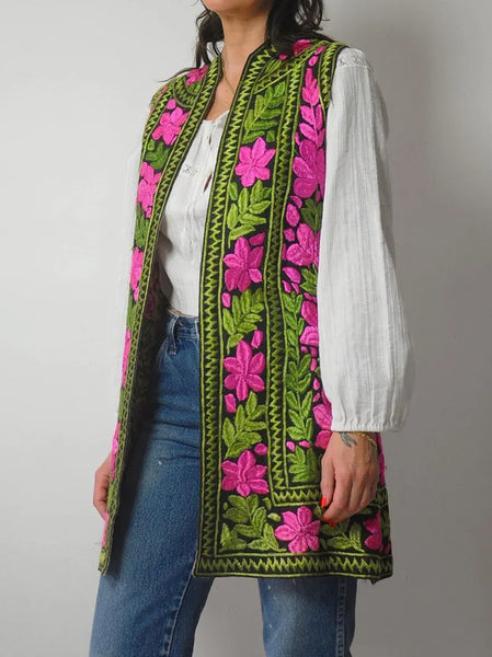 1960's Embroidered Hungarian Floral Vest