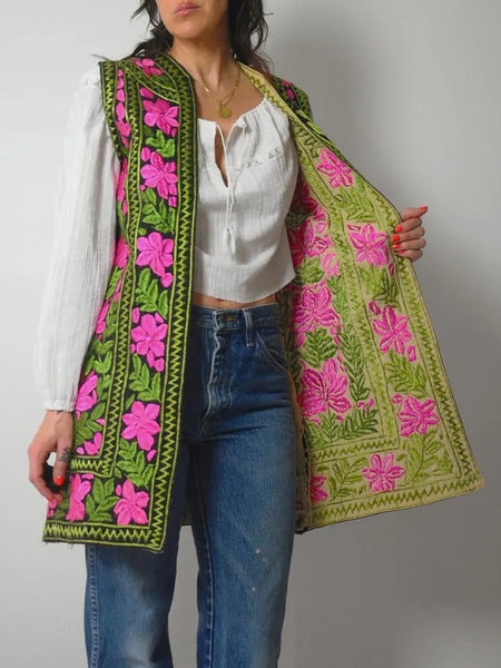 1960's Embroidered Hungarian Floral Vest