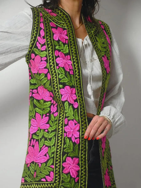 1960's Embroidered Hungarian Floral Vest