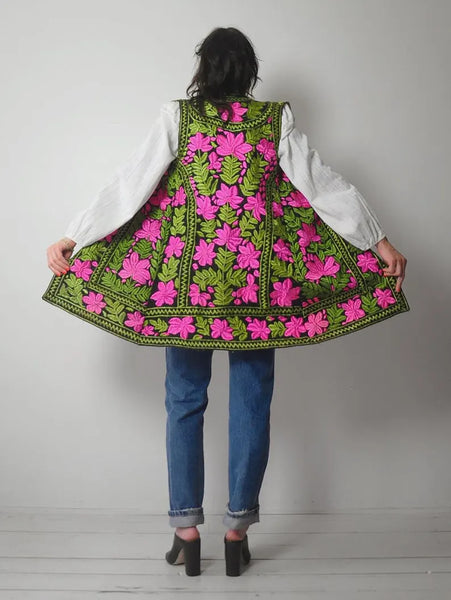 1960's Embroidered Hungarian Floral Vest