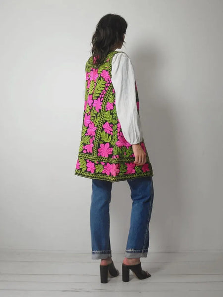 1960's Embroidered Hungarian Floral Vest