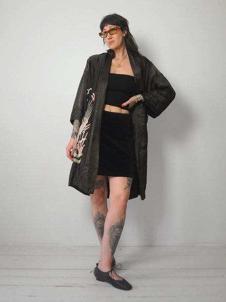 1920's Silk Embroidered Art Deco Robe