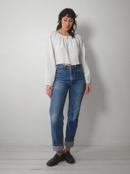 970's Gauze Lace Cropped Blouse