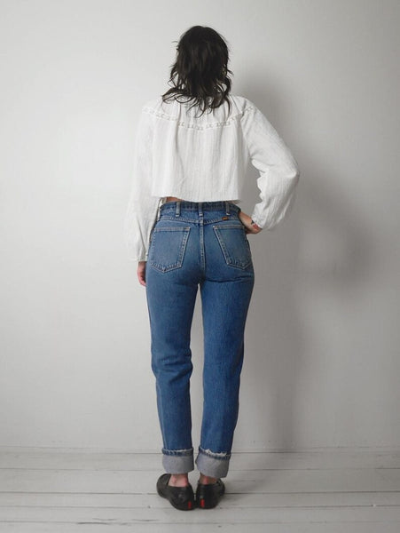 970's Gauze Lace Cropped Blouse