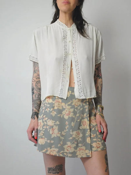 90's Floral Mini Skort