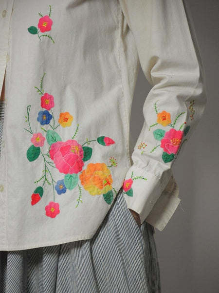 70's Floral Hand Embroidered Shirt