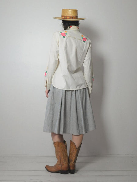 70's Floral Hand Embroidered Shirt