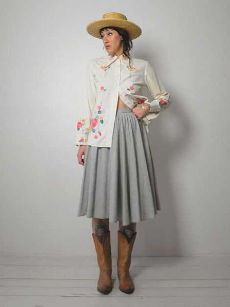 70's Floral Hand Embroidered Shirt