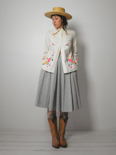 70's Floral Hand Embroidered Shirt