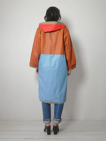 1970's Khaki Colorblock Trench Coat