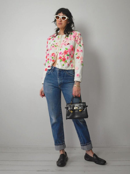 1990's Michael Simon Cherry Blossom Cardigan