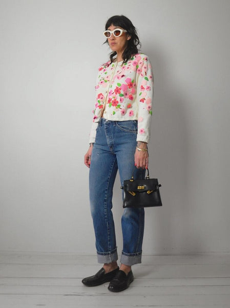 1990's Michael Simon Cherry Blossom Cardigan