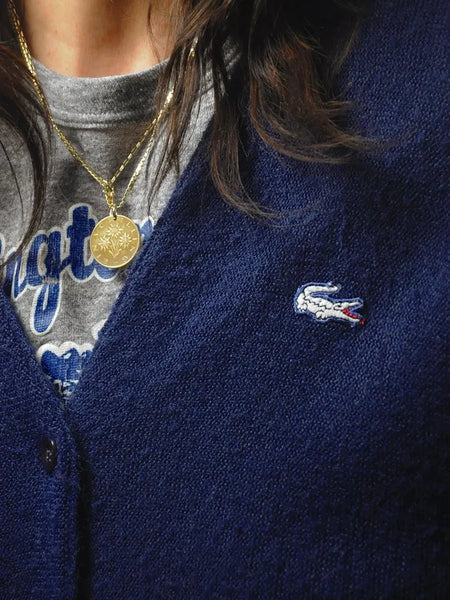 Navy Oversized Lacoste Cardigan