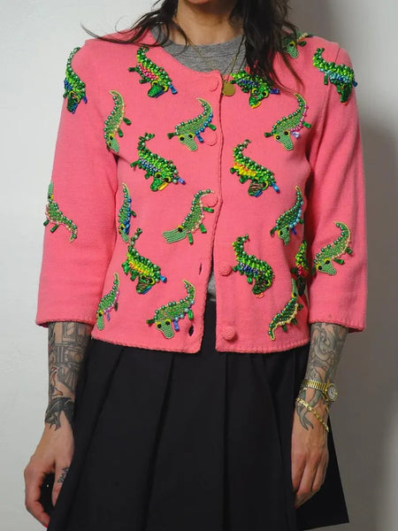 y2k Michael Simon Alligator Cardigan
