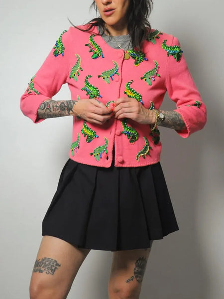 y2k Michael Simon Alligator Cardigan