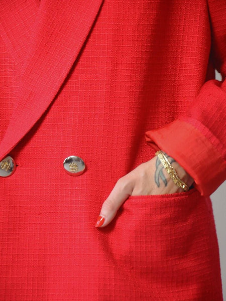1980's Red Woven Silk Blazer