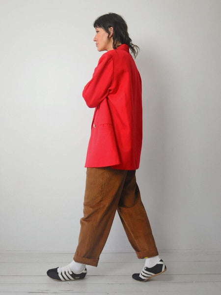 1980's Red Woven Silk Blazer