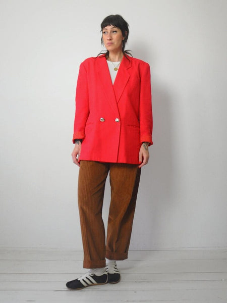 1980's Red Woven Silk Blazer