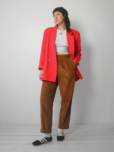 1980's Red Woven Silk Blazer
