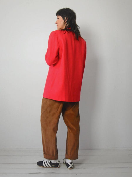 1980's Red Woven Silk Blazer