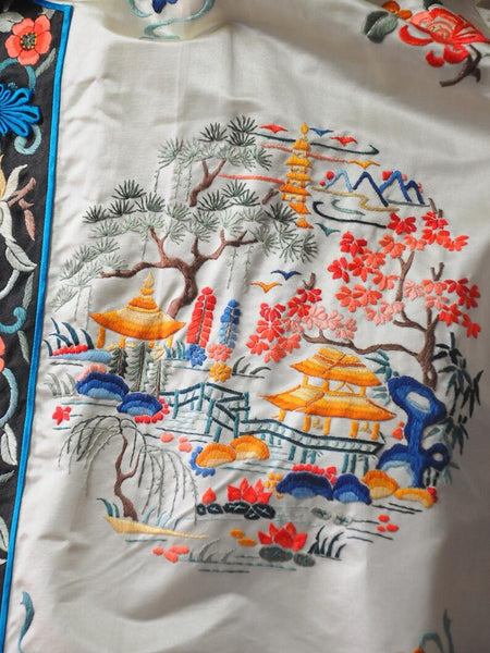 Silk Embroidered Kimono Robe