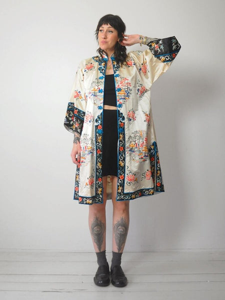Silk Embroidered Kimono Robe