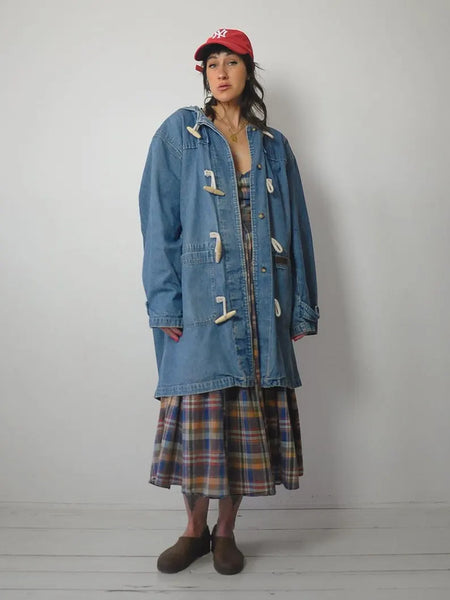 Oversized Denim Sailor Chore Coat