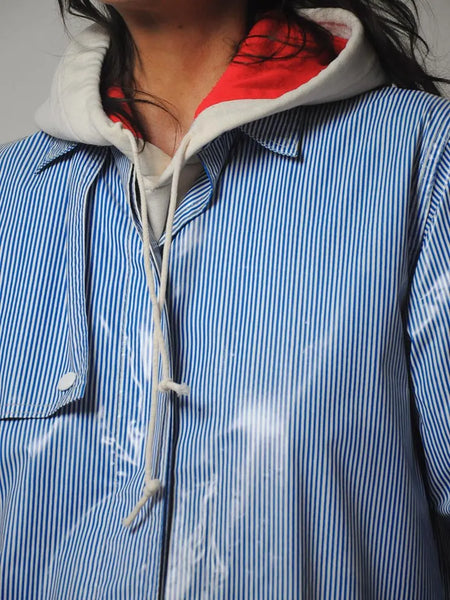 1990's Blue Striped Raincoat