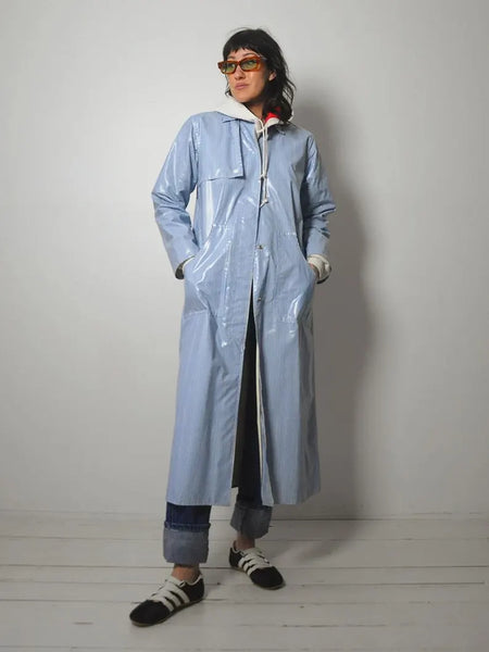 1990's Blue Striped Raincoat