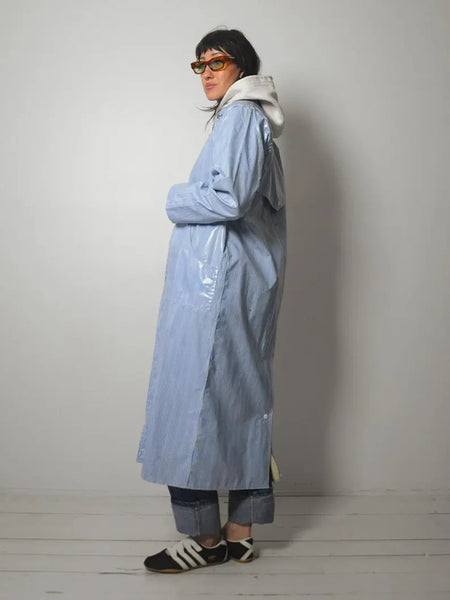 1990's Blue Striped Raincoat