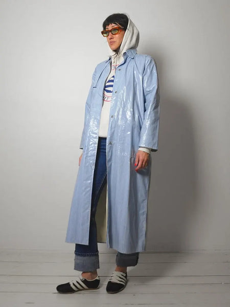 1990's Blue Striped Raincoat