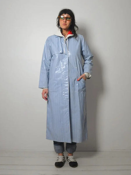 1990's Blue Striped Raincoat