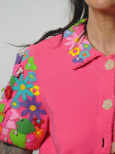 1996 Michael Simon 3D Flower Cardigan