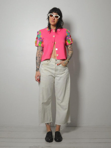 1996 Michael Simon 3D Flower Cardigan