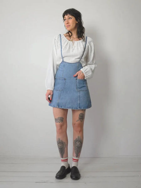 90's Denim Suspender Mini Dress