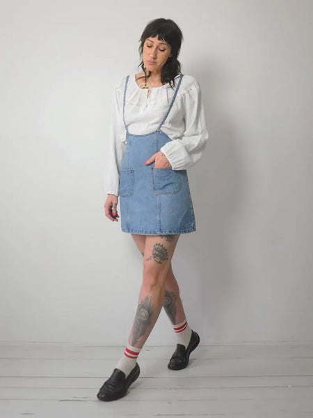 90's Denim Suspender Mini Dress