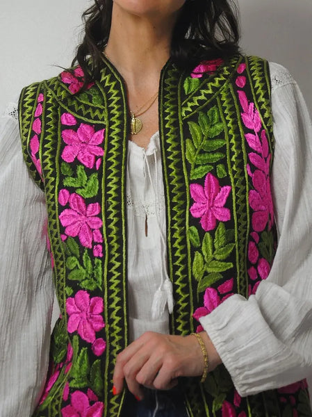 1960's Embroidered Hungarian Floral Vest